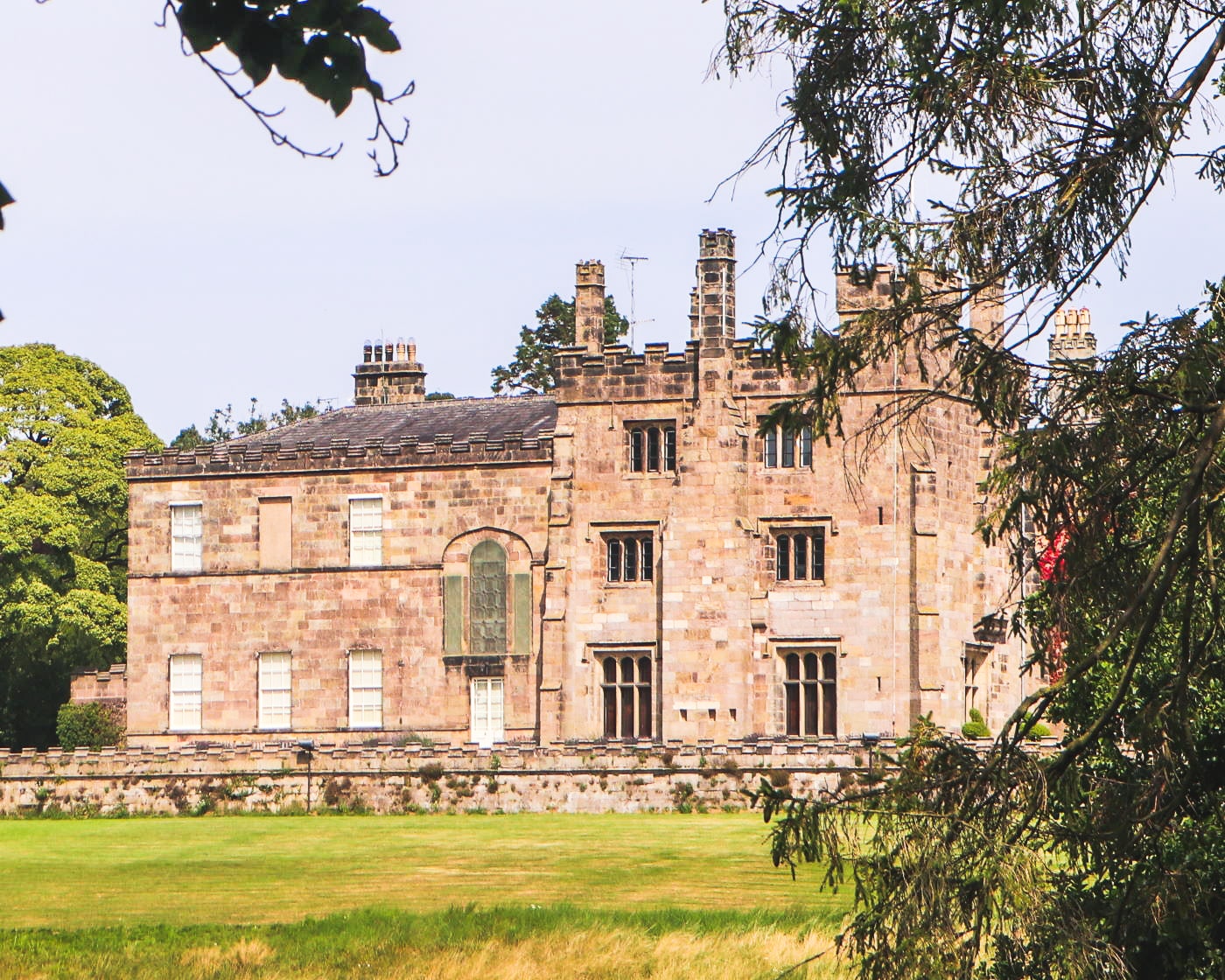 View of Ripley castle, North Yorkshire from the Deer Park
