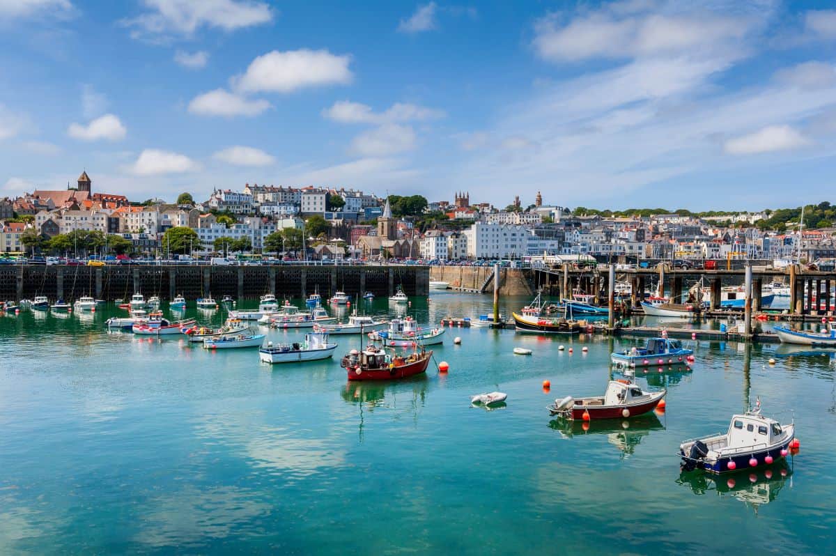 Guernsey's very pretty St Peter Port harbour pin image